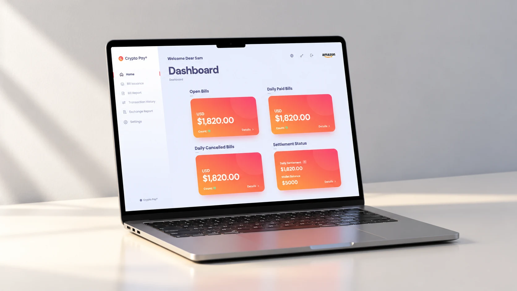C Pay merchant dashboard on an Apple MacBook Pro