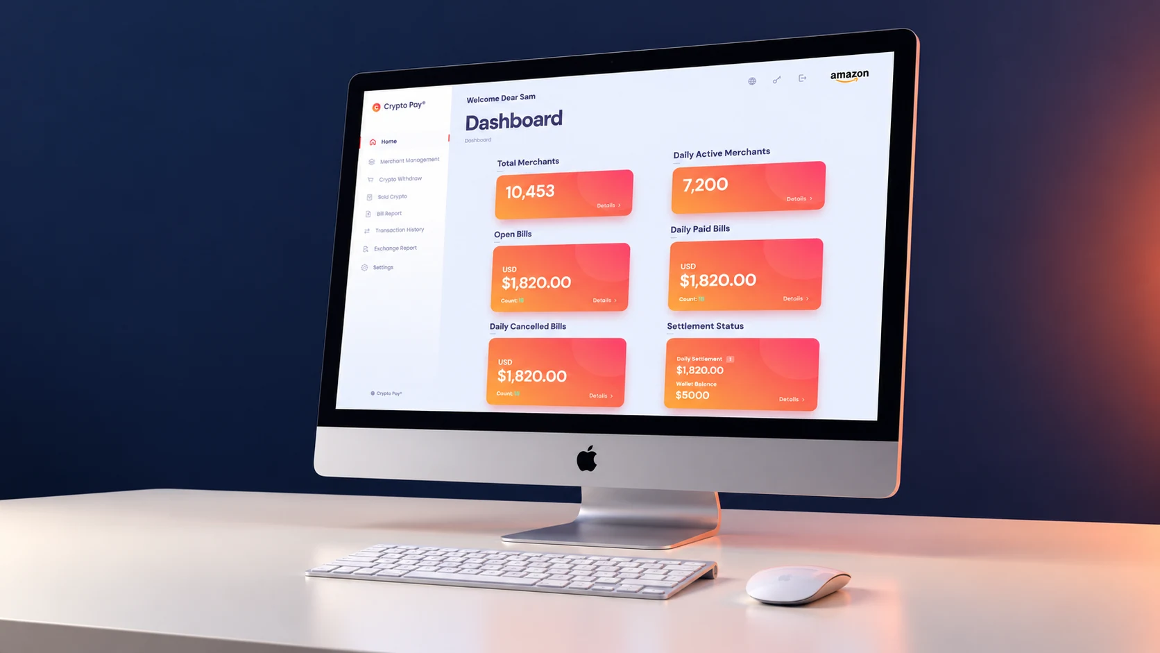 C Pay back-office dashboard on an Apple iMac