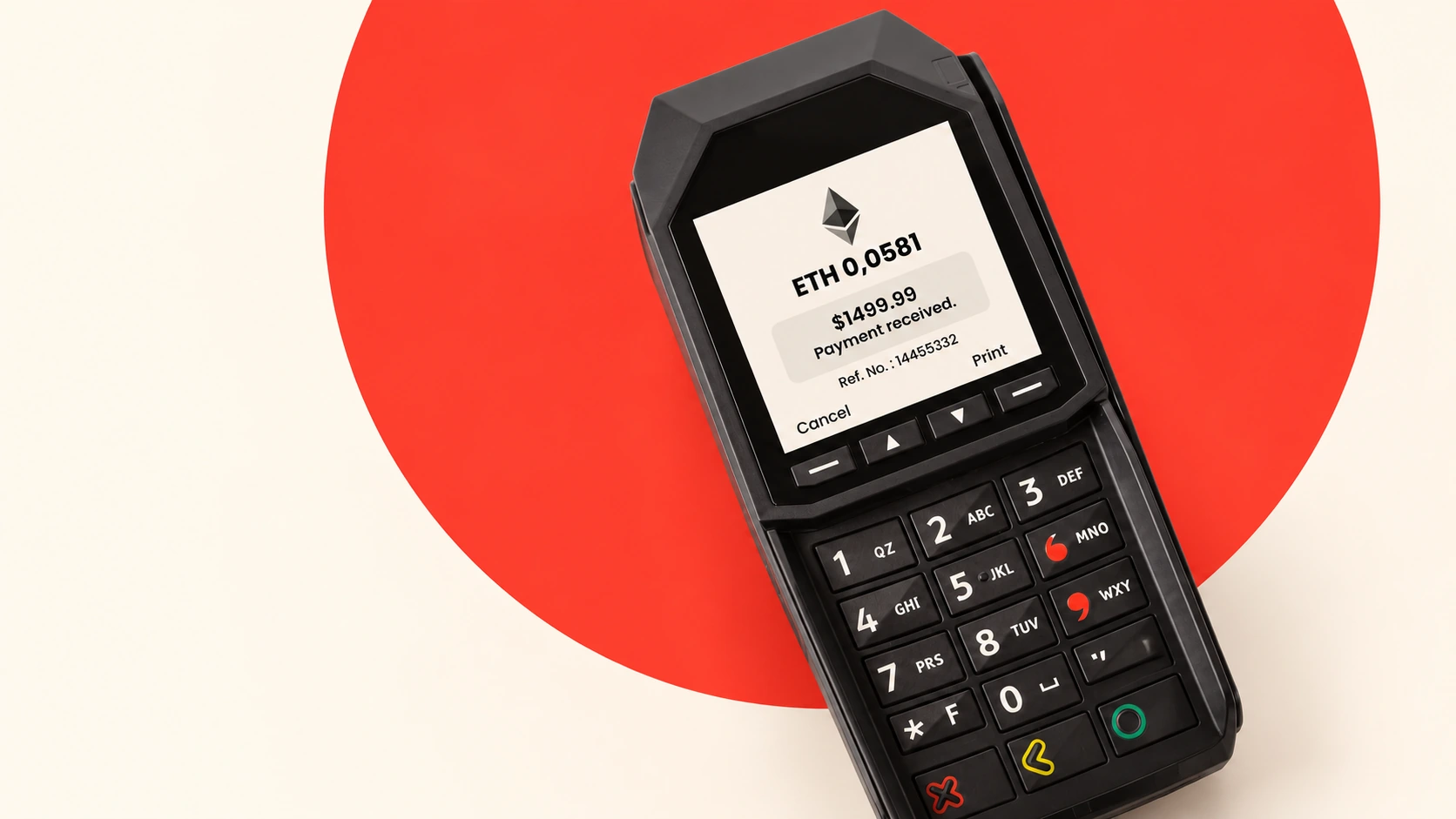 C Pay payment receipt on the original black keypad POS terminal