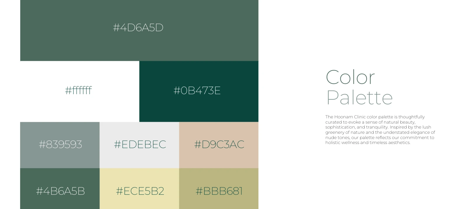 Original Hoonam green, neutral and nude colour palette
