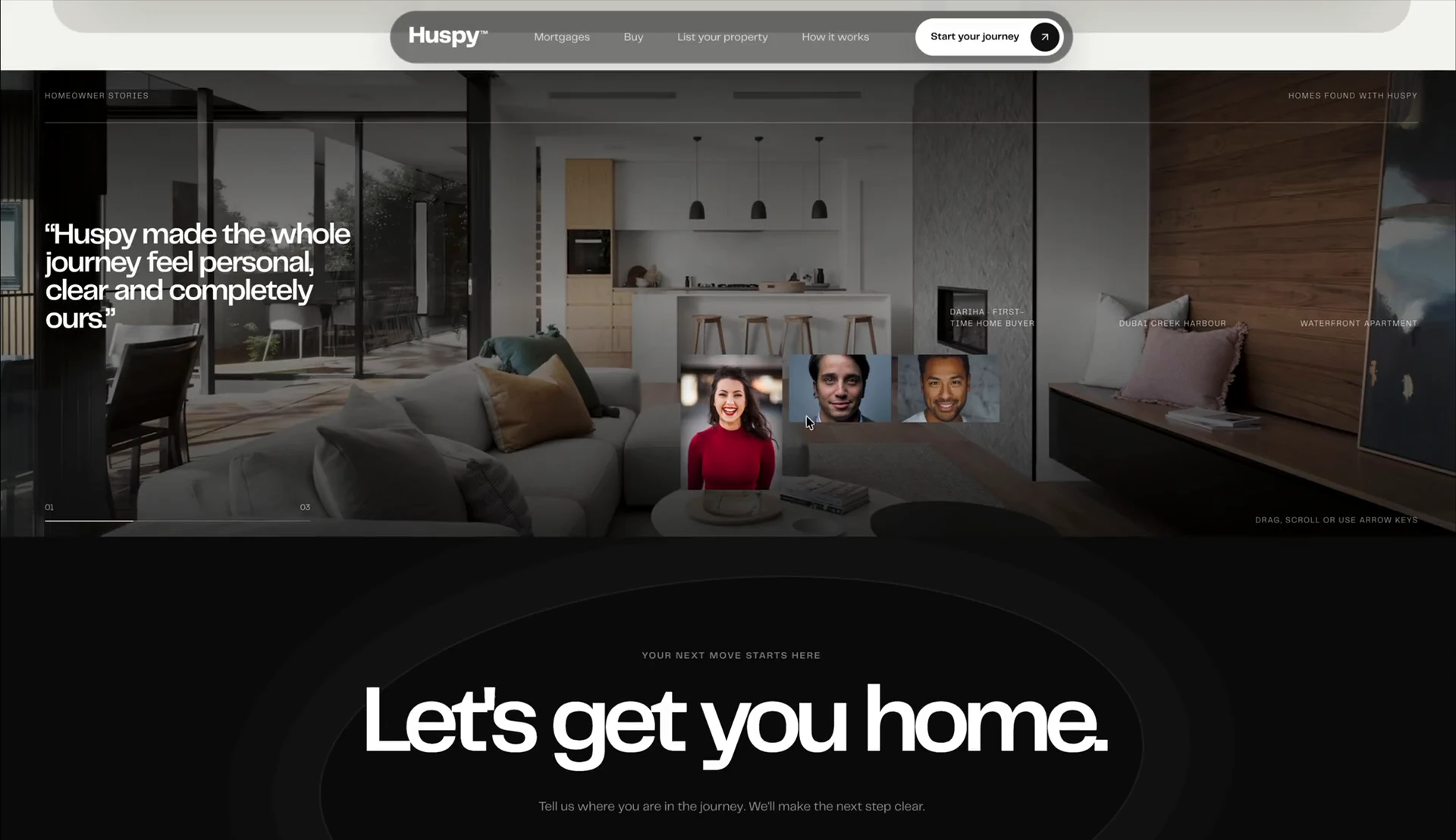 Huspy customer-story presentation followed by a clear next-step invitation