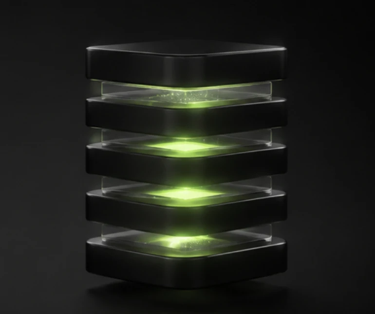 Banking architecture represented as alternating dark and glass layers