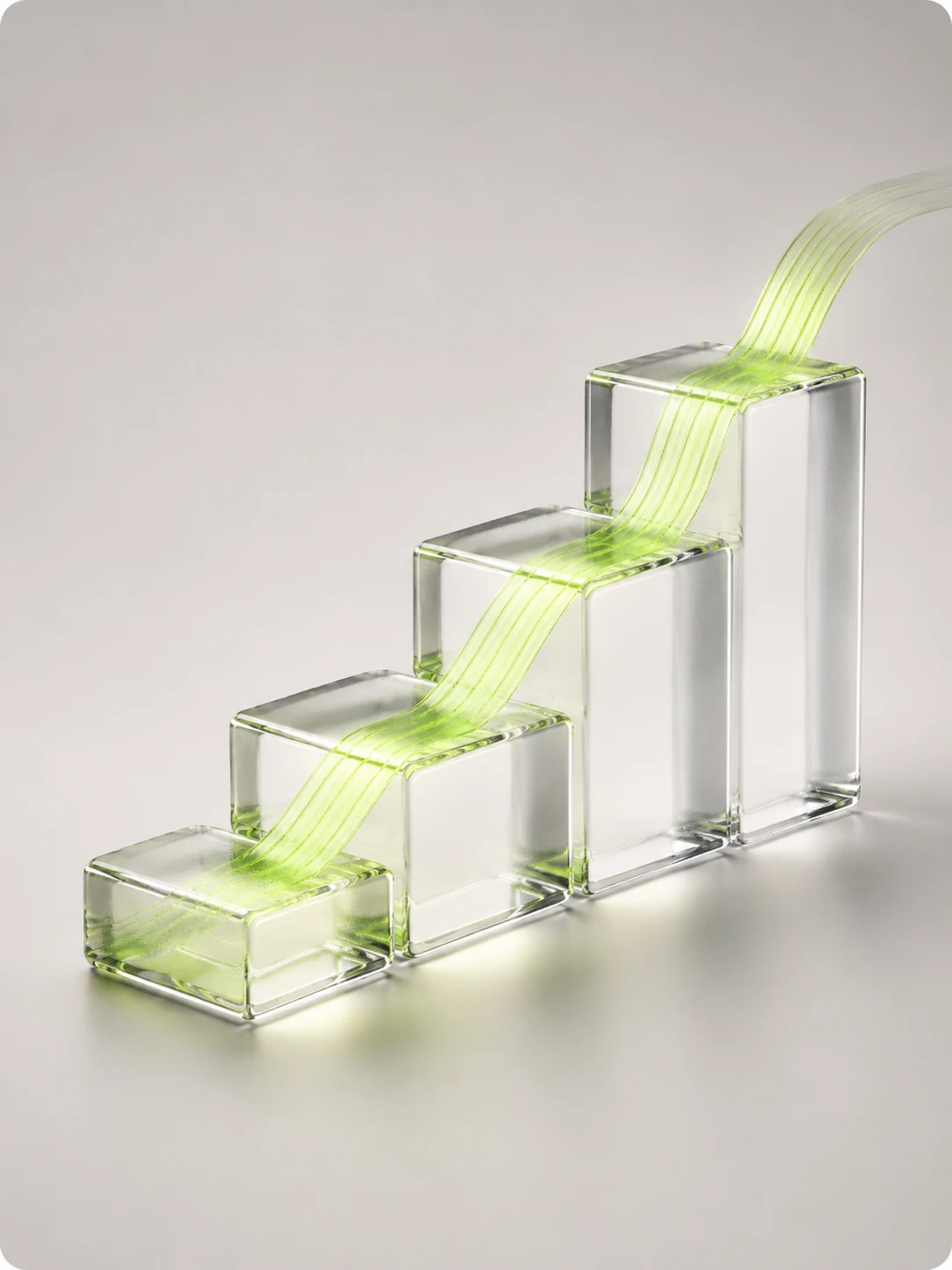 Glass columns carrying a rising investment stream